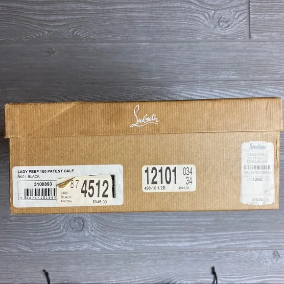 Christian Louboutin Heels Black Patent Lady Peep Toe Pumps 10.5 Red Bottoms - Picture 12 of 13